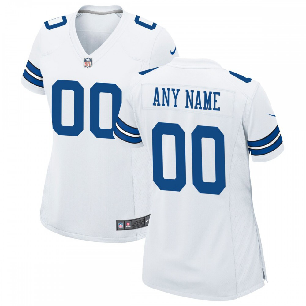 Dallas Cowboys Nike Women's Custom Game Jersey - White-GridironStore
